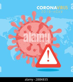 Coronavirus 2019-ncov-Partikel mit Alarmsignal Stock Vektor