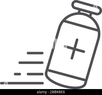 Flasche Medizin Apotheke Versand Verwandte Lieferung Vektor Illustration Linien-Symbol Stock Vektor