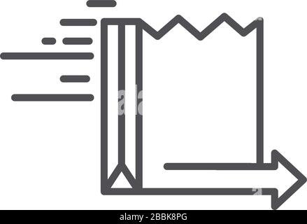 Papierbeutel schneller Versand für Frachtgut zugehörige Lieferung Vektor Illustration Linien-Symbol Stock Vektor