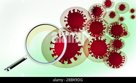 Forschung finden Sie Virus-Coronavirus-Kovid-19-Background-Speicherplatz für Ihre Textnachricht - 3D-Rendering Stockfoto