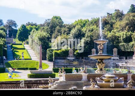 Das Amphitheater-Gebiet der Bobili-Gärten Teil des Pitti-Palastes in Florenz Italien Stockfoto