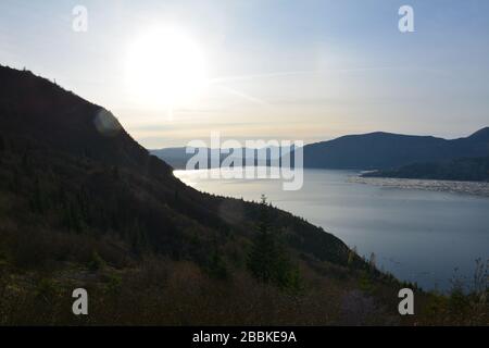 Spirit Lake vom Windy Ridge Aussichtspunkt auf NF-99 / Forest Highway im Mt St Helens National Volcanic Monument, Washington State, USA Stockfoto