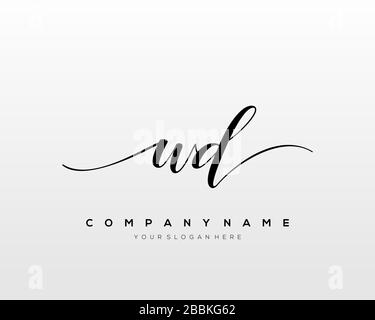 WD Initial Letter Handschreiben Logo handgezeichneter Vorlagenvektor, Logo für Schönheit, Kosmetik, Hochzeit, Mode und Business Stock Vektor
