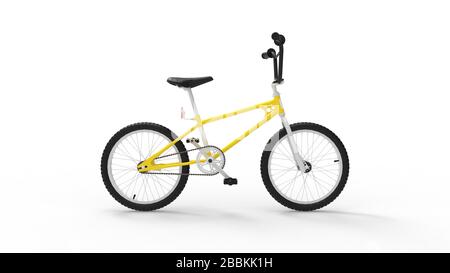 3D-Rendering kleine bmx bmx-Fahrradstunträder werden weiß isoliert Stockfoto