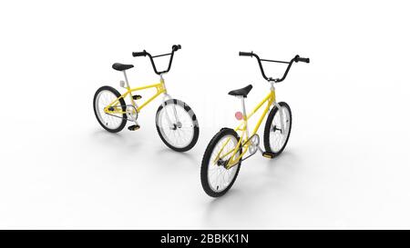 3D-Rendering kleine bmx bmx-Fahrradstunträder werden weiß isoliert Stockfoto