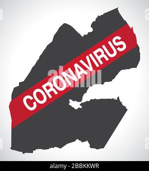 Dschibuti-Karte mit Coronavirus Warnillustration Stock Vektor