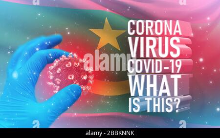 Coronavirus COVID-19, häufig gestellte Frage - was ist es Text, medizinisches Konzept mit Flagge Mauretaniens. Pandemische 3D-Darstellung. Stockfoto