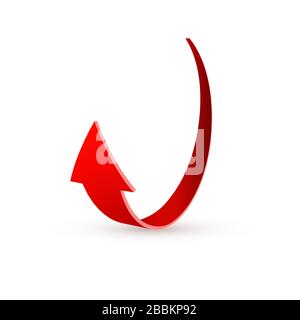 Realistischer roter, wirbelnde Pfeil. Vektorgrafiken auf weißem Hintergrund Stock Vektor