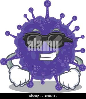 Coole Nidovirales Cartoon-Charakter mit teuren schwarzen Brillen Stock Vektor