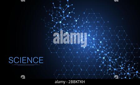 Wissenschaftlicher Coronavirus Hintergrund für Medizin, Wissenschaft, Technologie, Chemie. Hintergrundbild oder Banner mit DNA-Molekülen. Coronavirus Stock Vektor