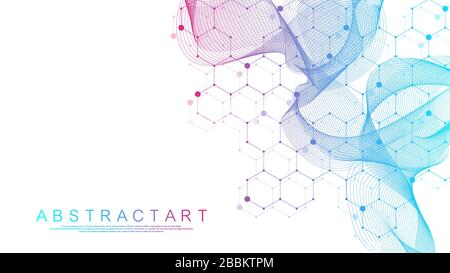 Wissenschaftliche Molekül Hintergrund für Medizin, Wissenschaft, Technologie, Chemie. Wissenschaft Vorlage Tapeten oder Banner mit einem DNA-Moleküle. Dynamische Welle Stock Vektor
