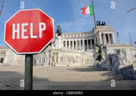 Hilferild mit Vaterlandsaltar in Rom, Italien Stockfoto