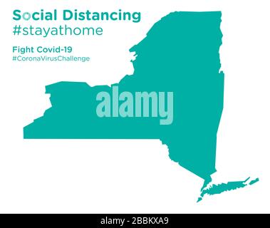 New York State Map mit Social Distancing Stayathome Tag Stock Vektor