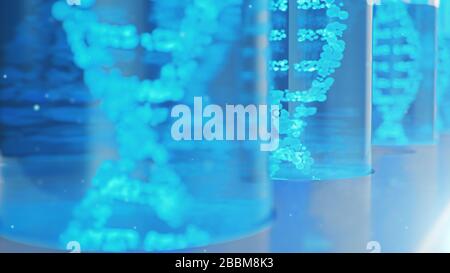 3D-Abbildung DNA-Molekül, seine Struktur. Konzept des menschlichen Genoms. DNA-Molekül mit modifizierten Genen. Konzeptionelle Abbildung eines dna-Moleküls im Inneren Stockfoto