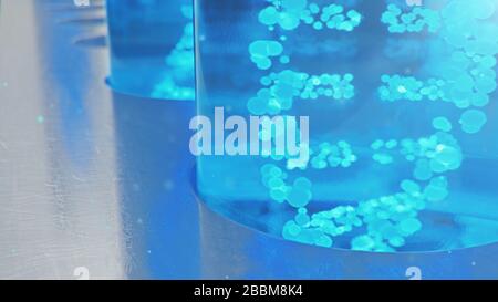 DNA-Molekül, seine Struktur. Konzept des menschlichen Genoms. DNA-Molekül mit modifizierten Genen. Konzeptionelle Abbildung eines dna-Moleküls innerhalb eines Glastests Stockfoto