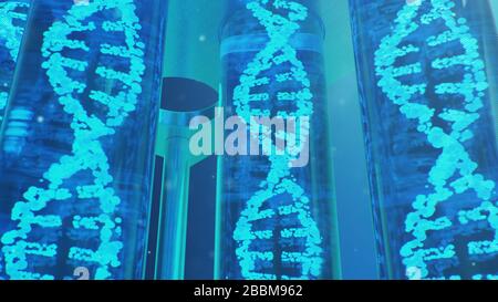 3D-Abbildung DNA-Molekül, seine Struktur. Konzept des menschlichen Genoms. DNA-Molekül mit modifizierten Genen. Konzeptionelle Abbildung eines dna-Moleküls im Inneren Stockfoto