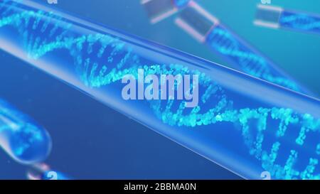 3D-Abbildung DNA-Molekül, seine Struktur. Konzept des menschlichen Genoms. DNA-Molekül mit modifizierten Genen. Konzeptionelle Abbildung eines dna-Moleküls im Inneren Stockfoto