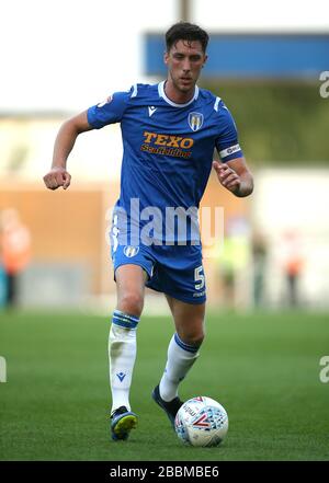 Luke Prosser von Colchester United beim Europa League Qualifikationsspiel bei Belle Vue, Rhyl. DRÜCKEN SIE AUF "ASSOCIATION Photo". Bilddatum: Donnerstag, 25. Juli 2019. Sehen Sie sich PA Story SOCCER Connahs an. Der Fotowredit sollte lauten: Peter Byrne/PA Wire Stockfoto