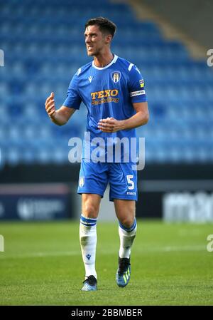 Luke Prosser von Colchester United beim Europa League Qualifikationsspiel bei Belle Vue, Rhyl. DRÜCKEN SIE AUF "ASSOCIATION Photo". Bilddatum: Donnerstag, 25. Juli 2019. Sehen Sie sich PA Story SOCCER Connahs an. Der Fotowredit sollte lauten: Peter Byrne/PA Wire Stockfoto