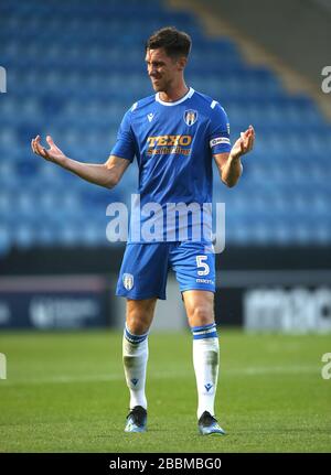 Luke Prosser von Colchester United beim Europa League Qualifikationsspiel bei Belle Vue, Rhyl. DRÜCKEN SIE AUF "ASSOCIATION Photo". Bilddatum: Donnerstag, 25. Juli 2019. Sehen Sie sich PA Story SOCCER Connahs an. Der Fotowredit sollte lauten: Peter Byrne/PA Wire Stockfoto