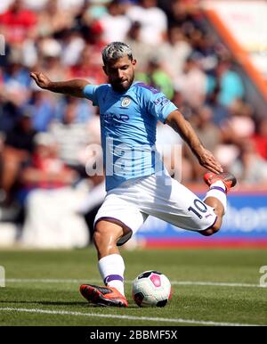 Sergio Aguero von Manchester City schießt Stockfoto