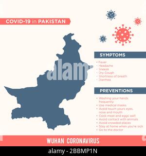 Pakistan - Asien Landkarte. Covid-29, Corona Virus Map Infographic Vector Template EPS 10. Stockfoto