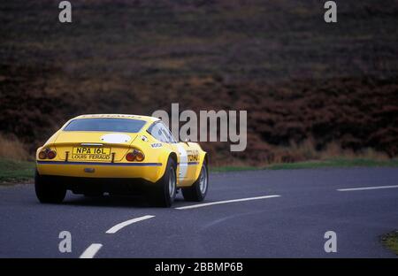 1972 Ferrari 365GTB/4 Daytona iCompetizione S2 n das Gelb des belgischen Teams Ecurie Francochamps. Stockfoto