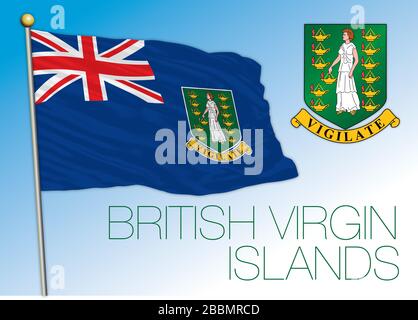 Offizielle Nationalflaggen und -Wappen der britischen Jungferninseln, antillen, Vektorgrafiken Stock Vektor