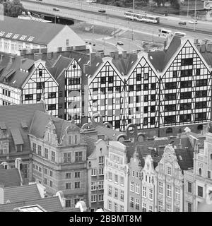 Schwarz-Weiß-Danziger Altstadt in Polen Stockfoto