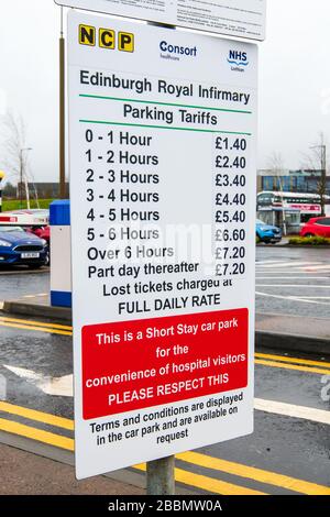 ERI Hospital, Parkplatz, kostenpflichtig, NHS, Edinburgh, Personal, Royal Infirmary Stockfoto