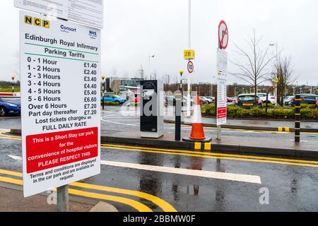 ERI Hospital, Parkplatz, kostenpflichtig, NHS, Edinburgh, Personal, Royal Infirmary Stockfoto