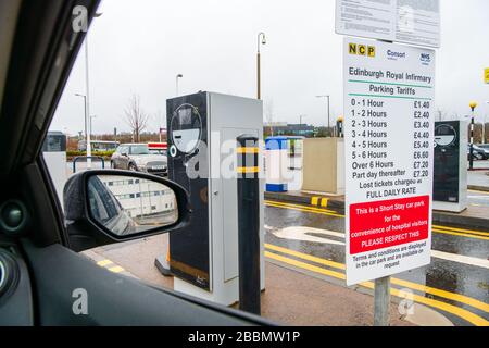 ERI Hospital, Parkplatz, kostenpflichtig, NHS, Edinburgh, Personal, Royal Infirmary Stockfoto