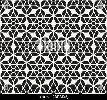 Nahtloses Muster mit Sternenschmuck. Eleganter dekorativer Vektor Hintergrund. Abstraktes geometrisches Gitterdesign. Stock Vektor