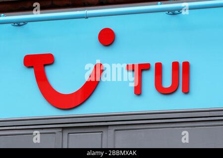 Logo für TUI International Travel Agents, High Street, ayr, Großbritannien Stockfoto