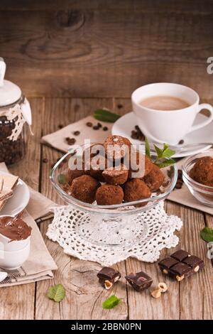 Schokoladentrüffel. Stockfoto