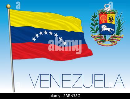 Bolivarian Republic of Venezuela offizielle Nationalflaggen und Wappen, Südamerika, Vektorillustration Stock Vektor