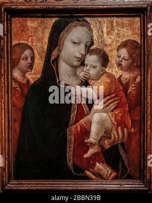 Italien Lombardei Mailand Poldi Pezzoli Museum - Ambrogio da Fossano genannt Bergognone - Madonna und Kind mit zwei Engeln Stockfoto