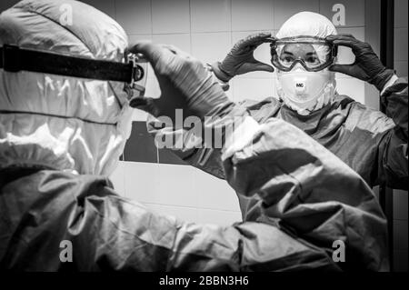 Medizinisches Personal schützt sich vor Kovid19 Stockfoto