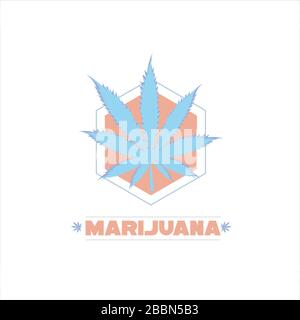 Cannabis-Vektor-Logo. Cannabisblatt und Sechskant. Auf weißem Hintergrund. Stock Vektor