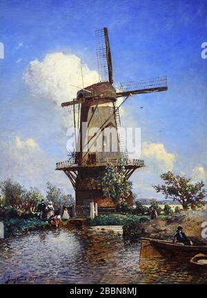 Windmühle bei Delft 1857 Johann Barthold Jongkind Latrop 1819 La Côte-Saint-André 1891 Niederländisch die Niederlande Stockfoto