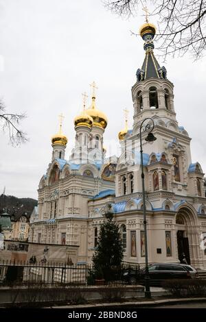 Russisch-orthodoxe Kirche St. Peter und Paul Karlovy Vary Stockfoto