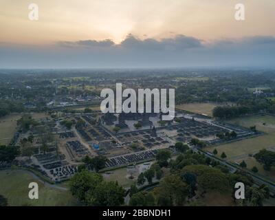 Prambanan Hindu Tempel Drohne Vogelperspektive Stockfoto