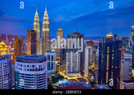 Petrona Türme Kuala Lumper Malaysia Skyline Sonnenuntergang Stockfoto
