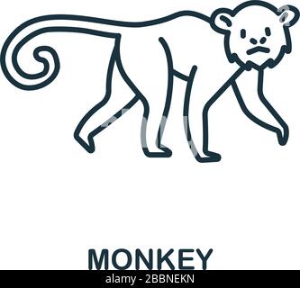 Affen-Ikone aus Wildtier-Sammlung. Simple Line Monkey Symbol für Vorlagen, Webdesign und Infografiken Stock Vektor