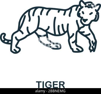 Tiger-Ikone aus Wildtier-Sammlung. Einfaches Tiger-Symbol für Vorlagen, Webdesign und Infografiken Stock Vektor