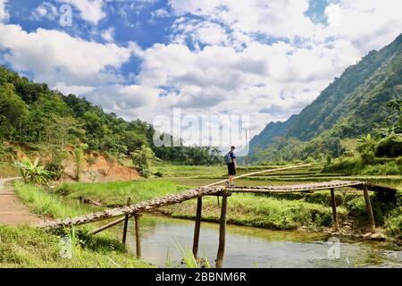 Wandern im schönen PU Luong, Vietnam Stockfoto