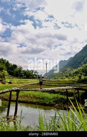 Wandern im schönen PU Luong, Vietnam Stockfoto