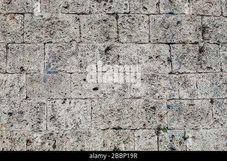 Alte Verwitterte Steinwand Textur Stockfoto