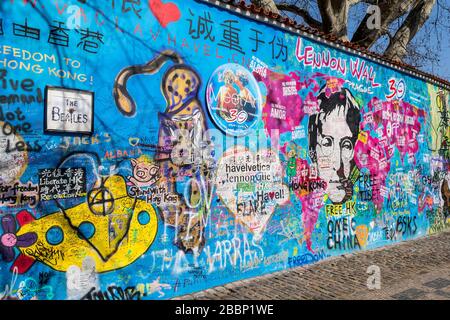 Die John Lennon Wall in Prag in der Zeit von Covid-19 Pandemy, Tschechien Stockfoto