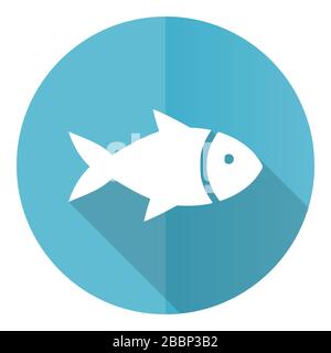 Fischblau-blaues, flaches Vektorsymbol isoliert auf weißem Hintergrund, Meer, Tier, Fisch, Meeresfrüchte, Natur, Lebensmittel-Illustration in eps 10 Stock Vektor